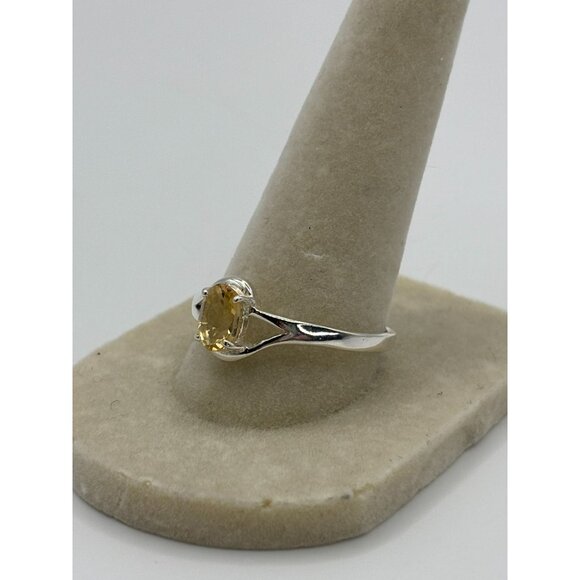 Yellow Citrine Sterling Silver Ring Size 10 Oval Gemstone - Picture 4 of 5